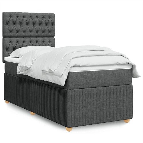 VidaXL Krevet s oprugama i madracem tamnosivi 90 x 190 cm od tkanine Slike