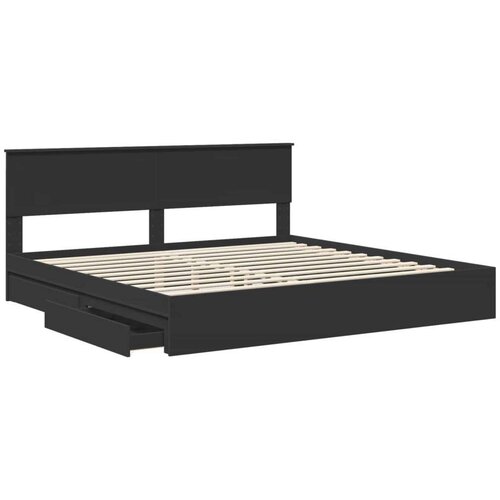  Okvir za krevet Crna 200 x 200 cm Konstruirano drvo Slike