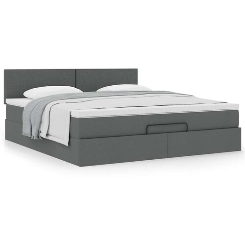 vidaXL Otomanski posteljni okvir z vzmetnico siv 160x200 cm blago Cene