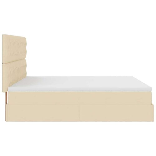 VidaXL otomanski okvir kreveta s madracima krem 200x200cm od tkanine Slike