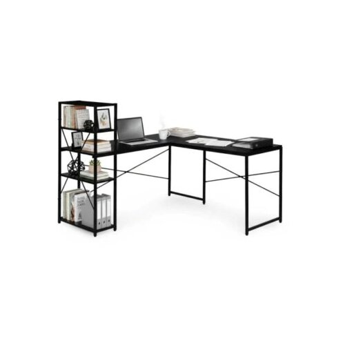 Bolzz Ugaoni radni sto sa policama &ndash; Black LOFT ModernHome Cene