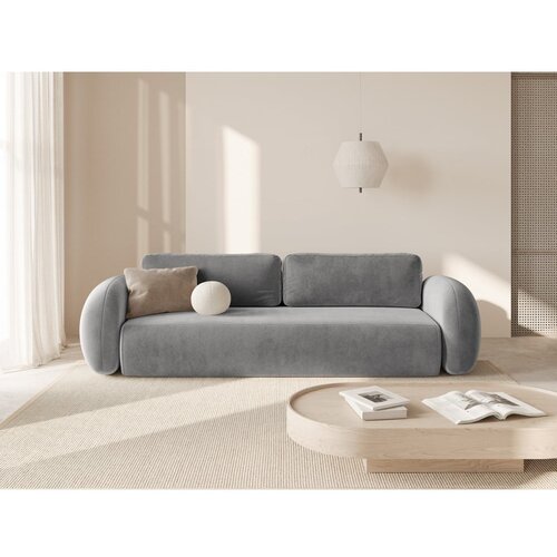 Cosmopolitan Design Temno siva žametna raztegljiva/s prostorom za shranjevanje sedežna garnitura 262 cm Tonale &amp;ndash; Slike