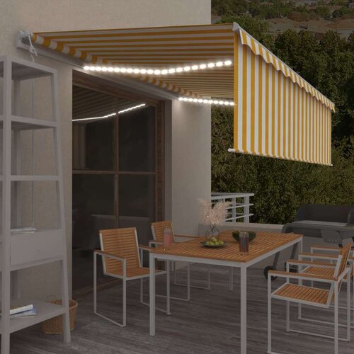 vidaXL Automatska tenda s roletom i senzorom LED 5 x 3 m žuto-bijela Cene