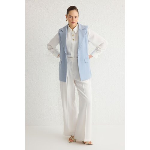 Trendyol Light Blue Single Button Pocket Detail Woven Vest Slike