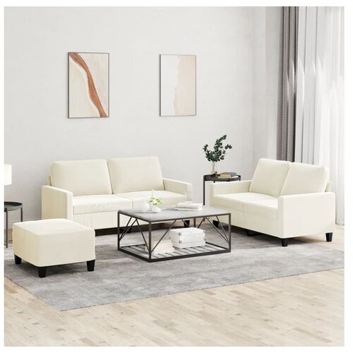 vidaXL 3-dijelni set sofa s jastucima krem baršunasti Cijene