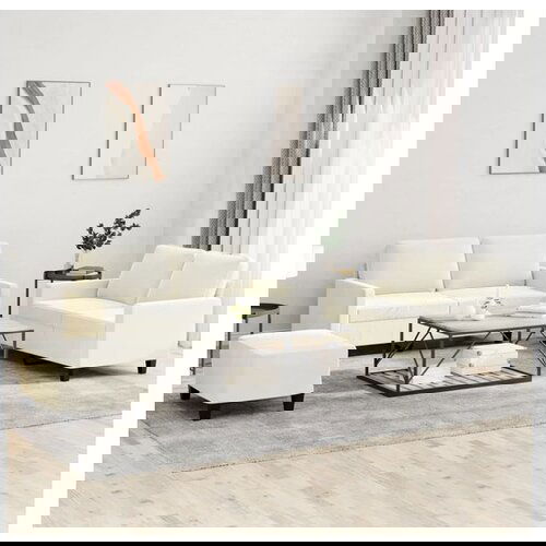 VidaXL 3-dijelni set sofa s jastucima krem bar&amp;scaron;unasti Slike