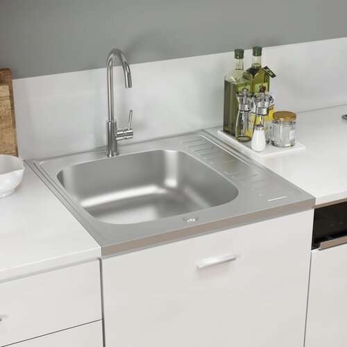 VidaXL Kuhinjski sudoper srebrni 600x600x155 mm od nehrđajućeg čelika Slike