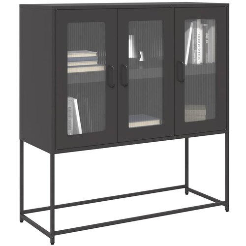 vidaXL Komoda črna 100,5x39x107 cm hladno valjano jeklo Cene