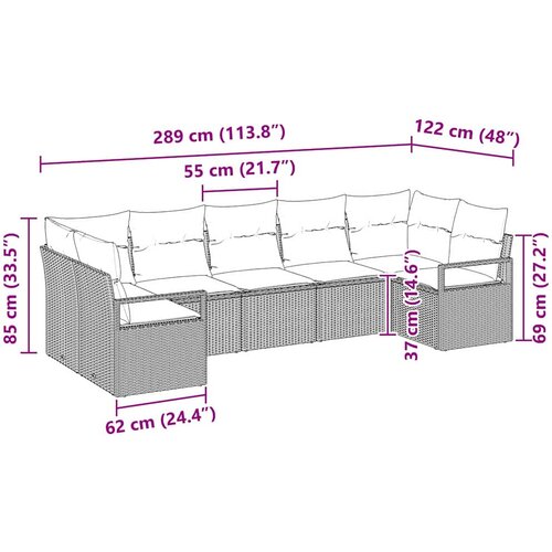  Set sofe 7 kom. Crna poliratan 289 x 122 x 85 cm Slike