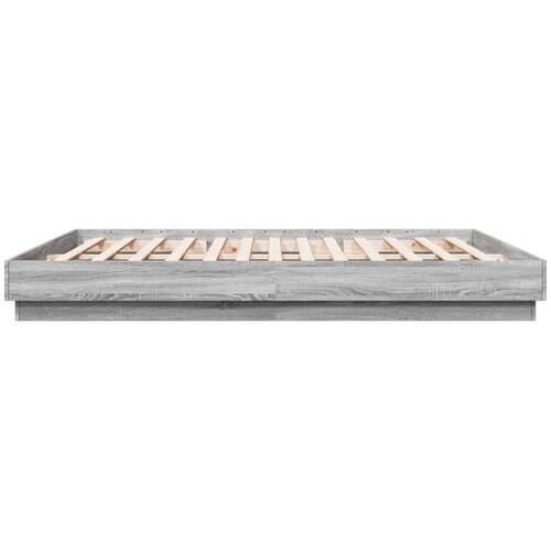  Okvir kreveta s LED svjetlima siva boja hrasta 200 x 200 cm Slike