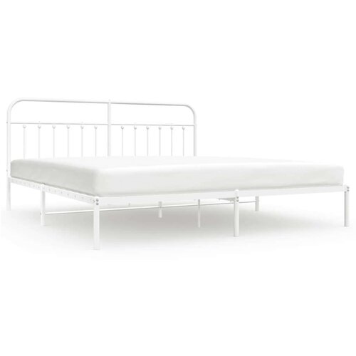 VidaXL Metalni okvir za krevet s uzglavljem bijeli 193x203 cm Slike
