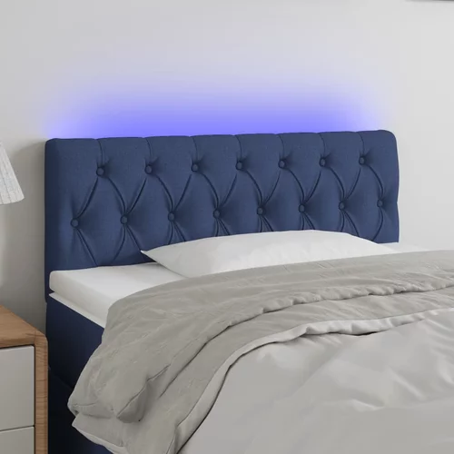 vidaXL LED posteljno vzglavje modro 100x7x78/88 cm blago