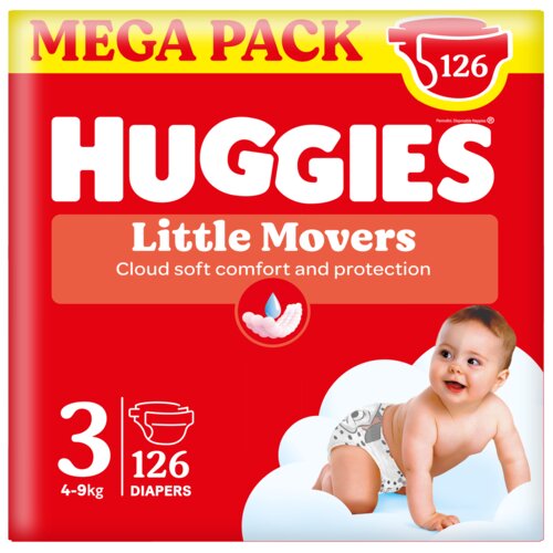 Huggies Little Movers Otvorene pelene Box, (3), 4-9kg, 126 komada Slike