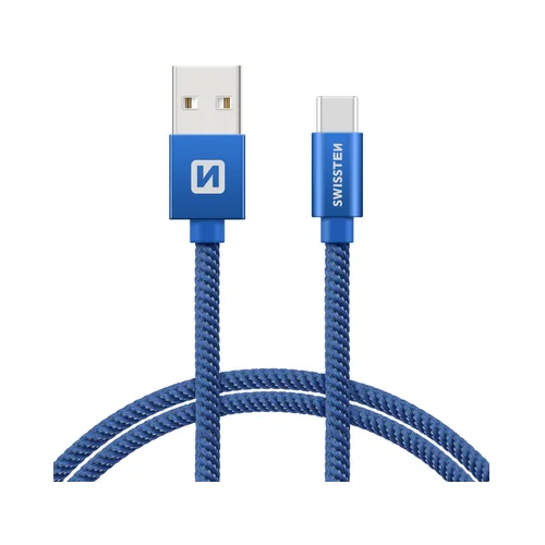 Swissten USB - USB-C kabel, plavi, 2m