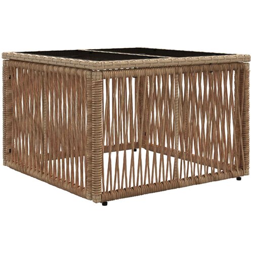vidaXL Vrtna miza Bež in črna 55 x 55 x 37 cm PE Ratan in Steklo, (5000285892) Cene