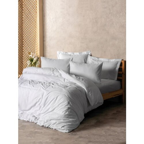  plaid - white white ranforce single quilt cover set (de) Cene