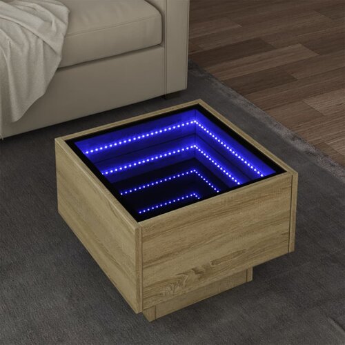 VidaXL Stranska mizica z LED sonoma hrast 40x40x30 cm inženirski les Slike