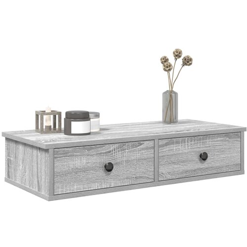 vidaXL Stenska polica s predali siva sonoma 80x34x17 cm inženirski les Cene