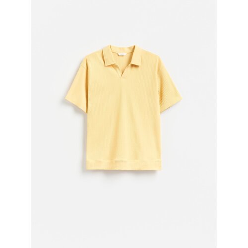 Reserved Polo-majica od strukturirane tkanine - boja jantara Cijene