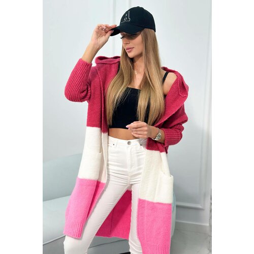 Kesi Sweater with wool three-color fuchsia+ecru+light pink Slike