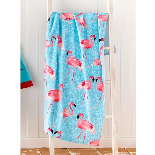 Catherine Lansfield Modro-rožnata brisača za plažo 160x76 cm Flamingo - Catherine Lansfield