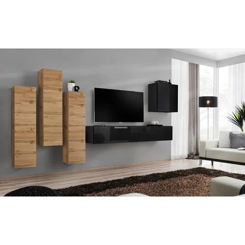 ASM Meble Dnevni TV regal Switch III 330 cm - votan/črn