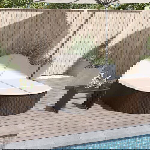 vidaXL dvojni ležalnik z blazinami rjav poli ratan Cene