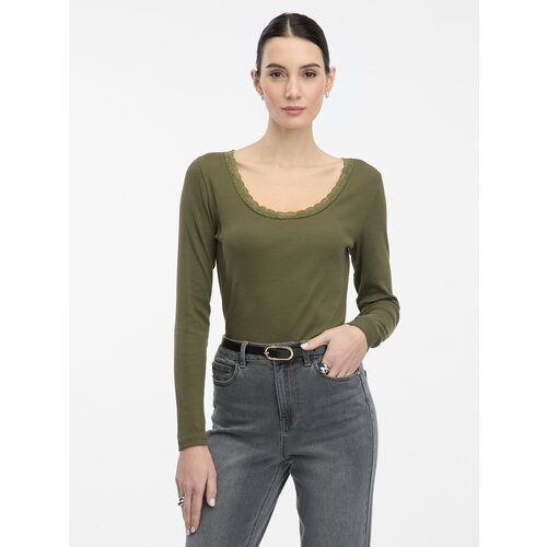 Orsay Women&amp;#039;s Long Sleeve Khaki T-Shirt - Women&amp;#039;s Slike