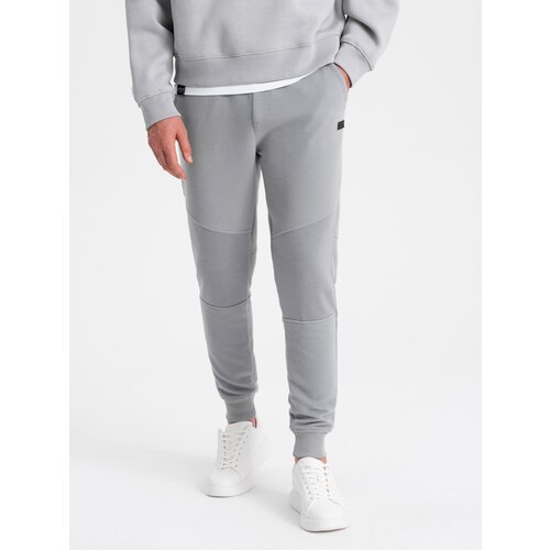 Ombre Men's sweatpants with ottoman fabric inserts - gray Slike