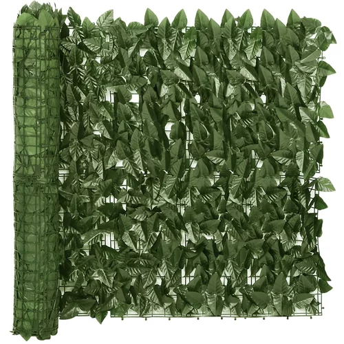 vidaXL Balkonsko platno s temno zelenim listjem 300x75 cm