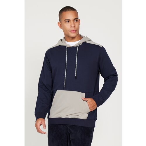 ALTINYILDIZ CLASSICS Men's Navy Blue Standard Fit Regular Cut Hoodie with Pockets Sweatshirt. Slike