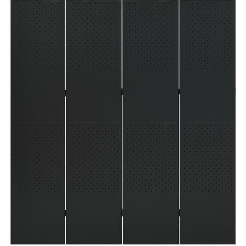  pregrada s 4 panela crna 160 x 180 cm čelična Slike