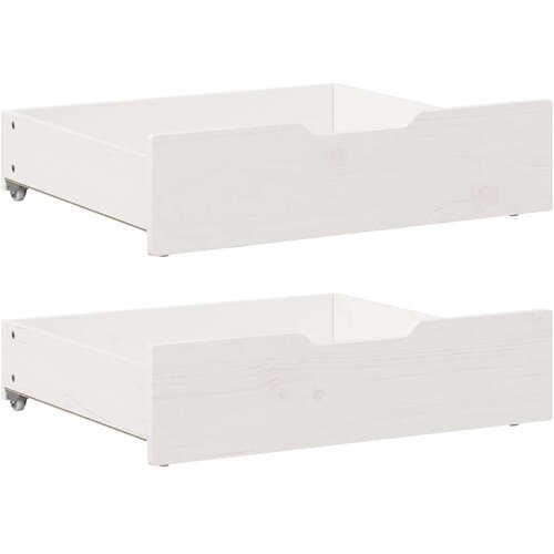 VidaXL Ladice ispod kreveta 2 kom bijele 65x55x16 cm od borovine Slike