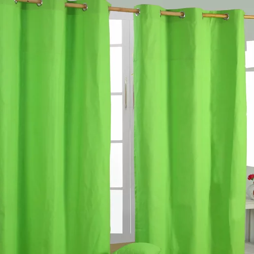 HOMESCAPES navadne zelene bombažne zavese Eyelet 137x182 cm, (20749595)