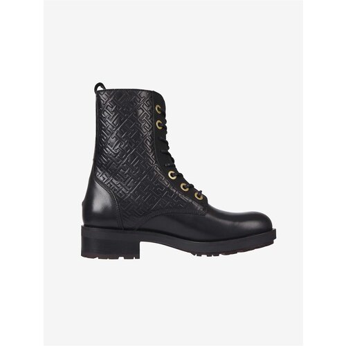 Tommy Hilfiger Black Women&amp;#039;s Leather Ankle Heeled Shoes - Women Slike