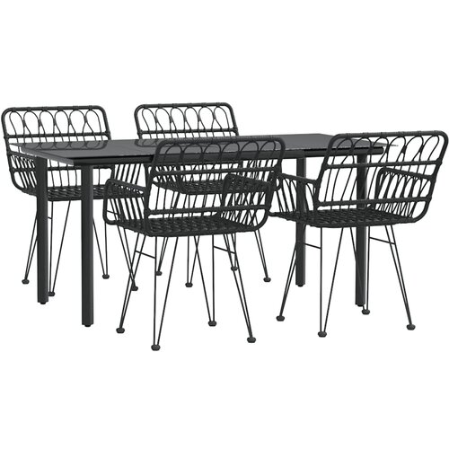  5-dijelni vrtni blagovaonski set od poliratana crni Crna Dužina stola 160 cm Slike