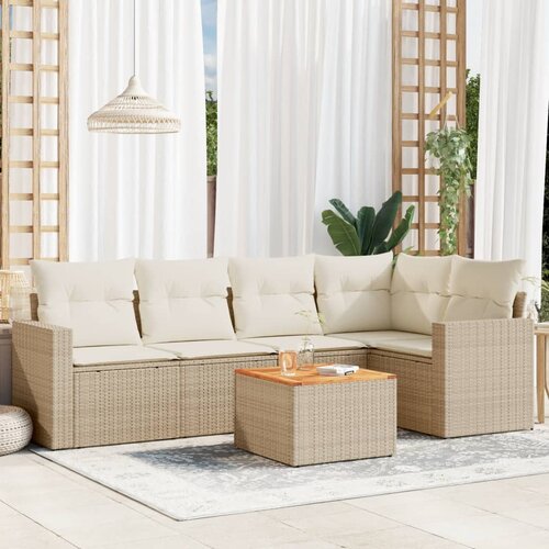 vidaXL 6-dijelni set vrtnih sofa s jastucima bež od poliratana Cijene