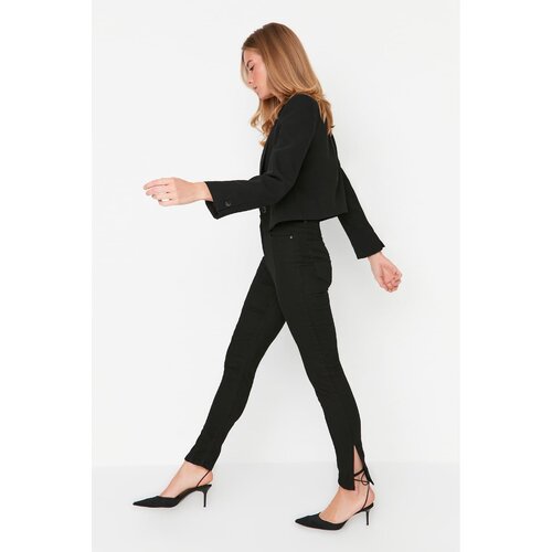 Trendyol Black Stitching Detail High Waist Skinny Jeans Slike