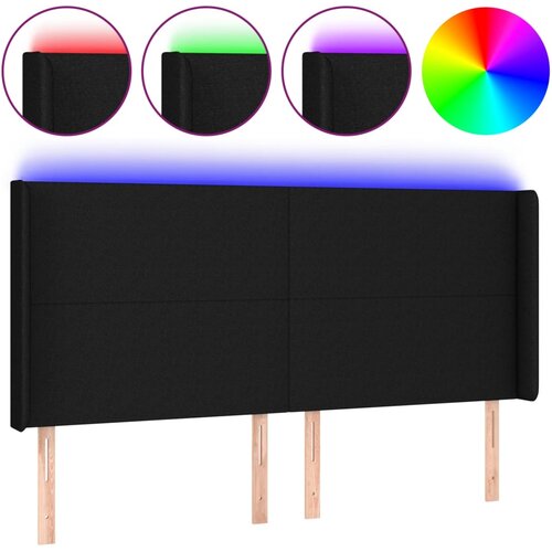 Maison Chic LED Posteljno vzglavje - Vzglavna omarica - Nočna omarica črno 203x16x118/128 cm blago, (21710086) Cene