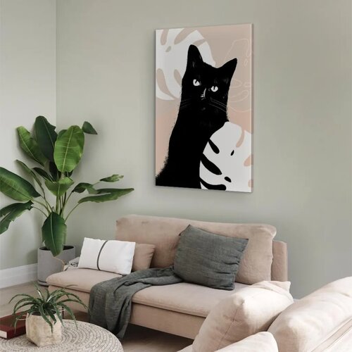  Slika - Cat in Monsteras (1 Part) Vertical 60x90 Standard Slike