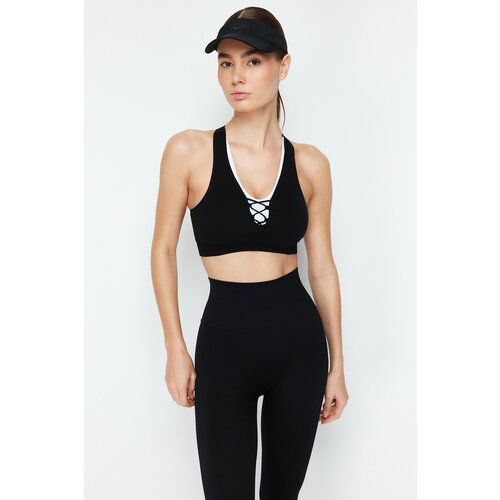 Trendyol Black Reflector Printed Seamless/Seamless Supported/Shaping Knitted Sports Bra Cene