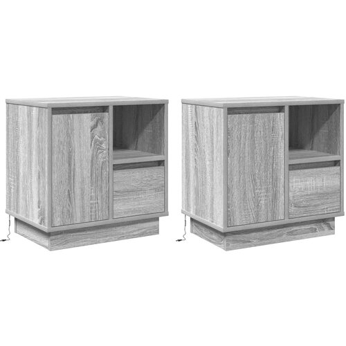  Noćni ormar 2 pcs Siva 50 x 34,5 x 50 cm. Konstruirano drvo Cene