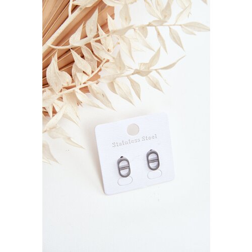 Glam Chic Oval Stud Earrings Silver Cene