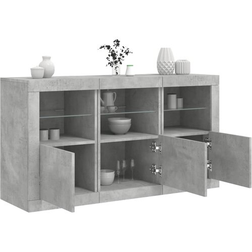  The Living Store Komoda z LED lučkami betonsko siva 123x37x67 cm - Komoda, (21502292) Slike