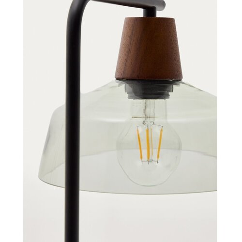 Kave Home Zelena/u tamnoj prirodnoj boji stolna lampa sa staklenim sjenilom (visina 55 cm) Silex &amp;ndash; Slike