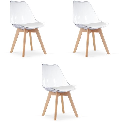 Brandless Set od 3 prozirnih stolica MARK s prirodnim nogama Cijene