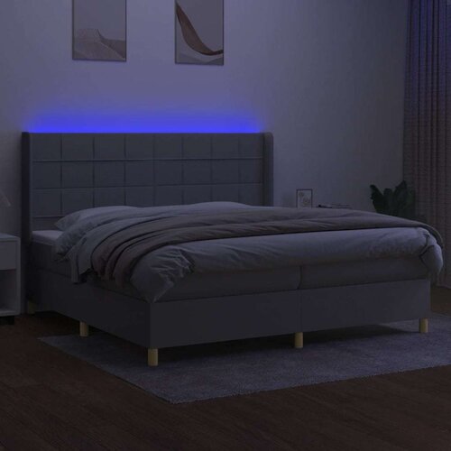  Box spring s madracem LED svjetlosivi 200x200 cm tkanina Slike