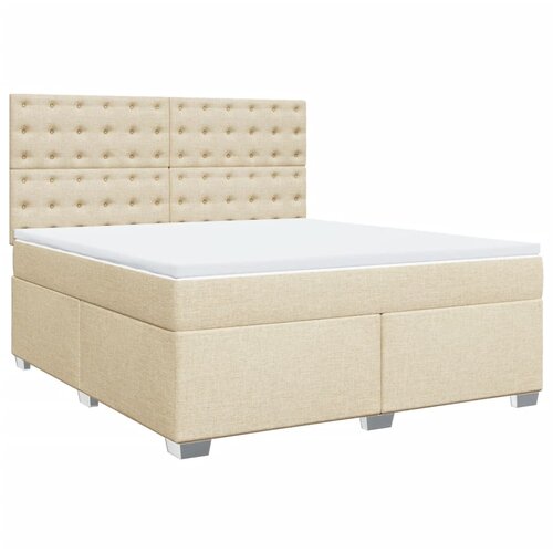  Krevet s oprugama i madracem krem 180x200 cm od tkanine Slike