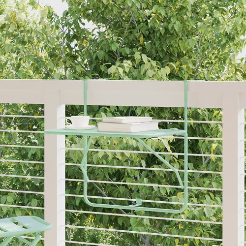 VidaXL Balkonska miza Mint zelena Kovinska Srednja Mrežasti detajli Slike