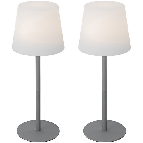 QAZQA Set van 2 tafellampen grijs oplaadbaar 40 cm IP54 - Jude Slike